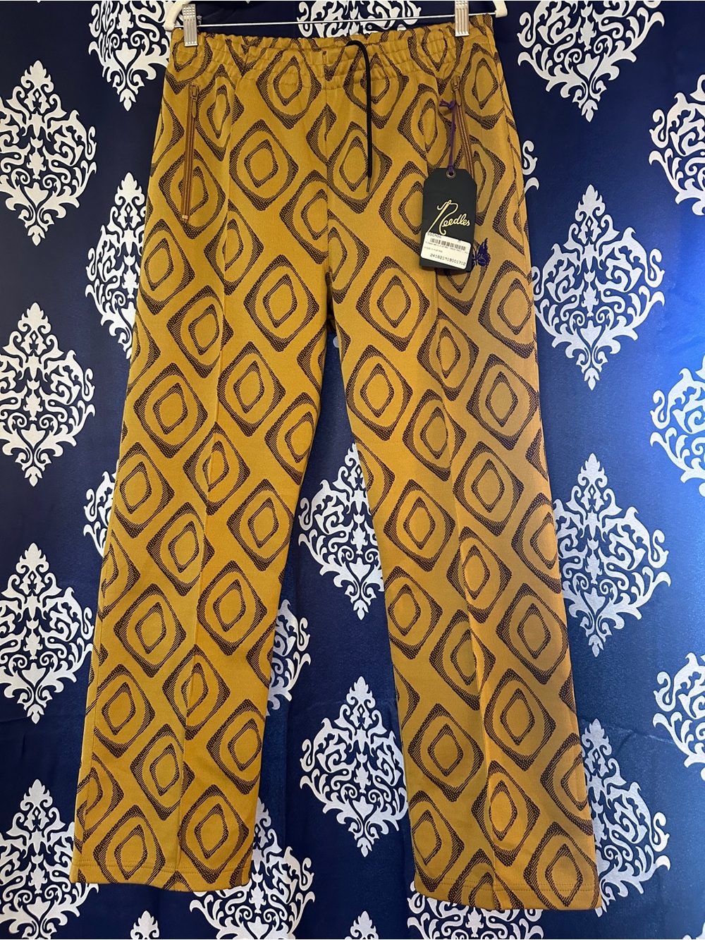 Needles Mustard Yellow Geometric Print Sweatpants